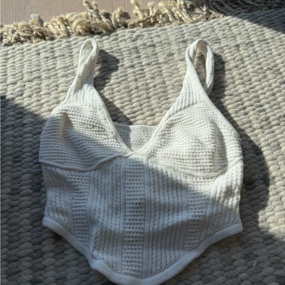 Alo White Knit Crop Top